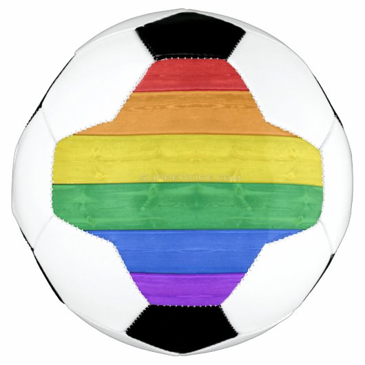 SlipperyJoe's Stolz Holzflagge horizontalen Regenb Fußball (Vorderseite)