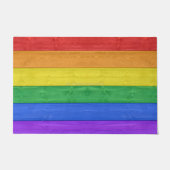SlipperyJoe's Stolz Holzflagge horizontalen Regenb Fußmatte (Vorderseite)