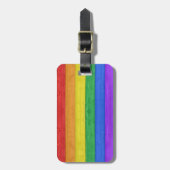 SlipperyJoe's Stolz Holzflagge horizontalen Regenb Gepäckanhänger (Vorderseite vertikal)
