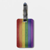SlipperyJoe's Stolz Holzflagge horizontalen Regenb Gepäckanhänger (Rückseite vertikal)