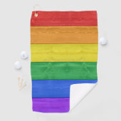 SlipperyJoe's Stolz Holzflagge horizontalen Regenb Golfhandtuch (Insitu)