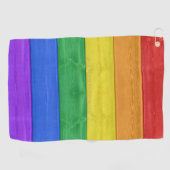 SlipperyJoe's Stolz Holzflagge horizontalen Regenb Golfhandtuch (Horizontal)