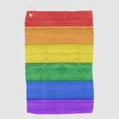 SlipperyJoe's Stolz Holzflagge horizontalen Regenb Golfhandtuch (Vorderseite)