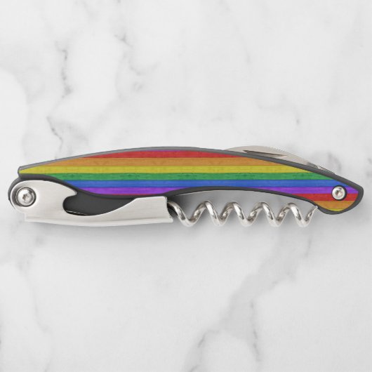 SlipperyJoe's Stolz Holzflagge horizontalen Regenb Kellnermesser (Vorderseite)