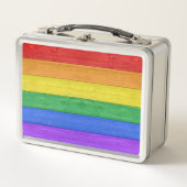 SlipperyJoe's Stolz Holzflagge horizontalen Regenb Metall Brotdose (Vorderseite)