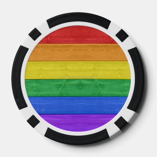 SlipperyJoe's Stolz Holzflagge horizontalen Regenb Pokerchips (Rückseite)