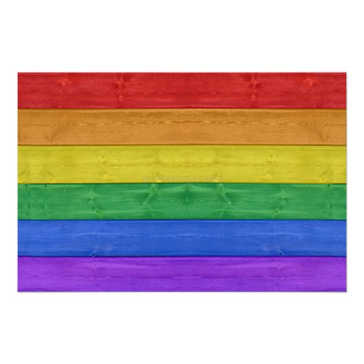 SlipperyJoe's Stolz Holzflagge horizontalen Regenb Poster (Vorderseite)