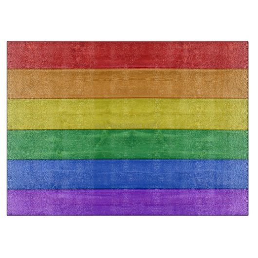 SlipperyJoe's Stolz Holzflagge horizontalen Regenb Schneidebrett (Vorderseite)