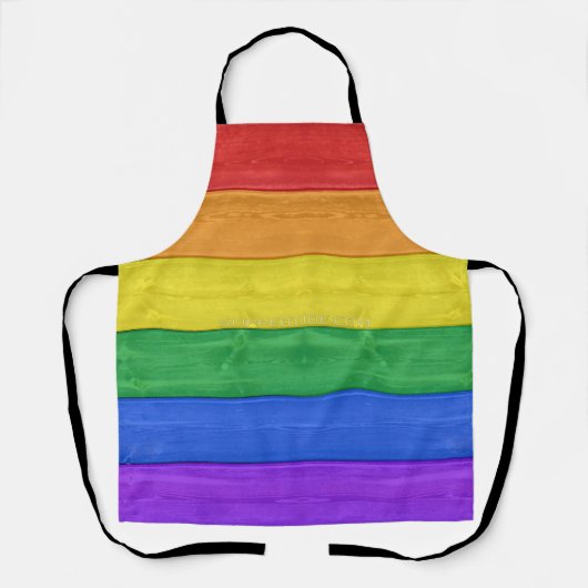 SlipperyJoe's Stolz Holzflagge horizontalen Regenb Schürze (Vorderseite)