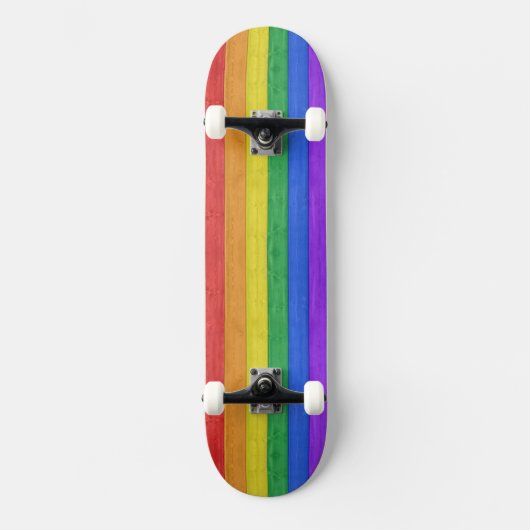 SlipperyJoe's Stolz Holzflagge horizontalen Regenb Skateboard (Vorderseite)