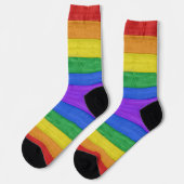 SlipperyJoe's Stolz Holzflagge horizontalen Regenb Socken (Linkes Detail)