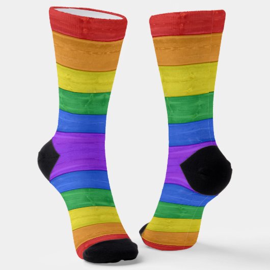 SlipperyJoe's Stolz Holzflagge horizontalen Regenb Socken (Gewinkelt)