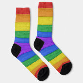 SlipperyJoe's Stolz Holzflagge horizontalen Regenb Socken (Rechts)