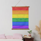 SlipperyJoe's Stolz Holzflagge horizontalen Regenb Wandteppich Mit Holzrahmen (Schlafzimmer)