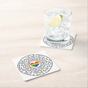SlipperyJoe's Stolz-Labyrinth-Pfeil-Puzzle labyri Rechteckiger Pappuntersetzer