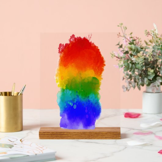 SlipperyJoe's Stolz Spritzer Regenbogenfarben Vibr Acrylschild (Hochzeit)