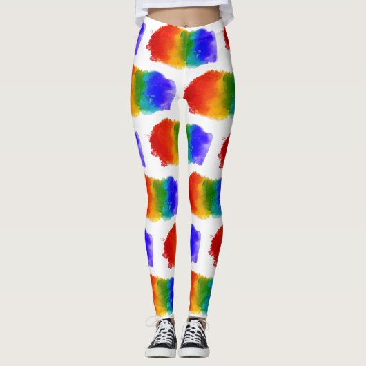 SlipperyJoe's Stolz Spritzer Regenbogenfarben Vibr Leggings (Vorderseite)