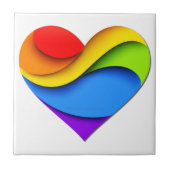 SlipperyJoe's stolze Herzkurve Form 3-D drei-d Fliese (Vorderseite)