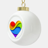 SlipperyJoe's stolze Herzkurve Form 3-D drei-d Keramik Kugel-Ornament (Rechts)