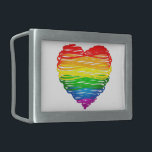 SlipperyJoe's stolze, in der Form eines Knoblauchs Rechteckige Gürtelschnalle<br><div class="desc">SlipperyJoe's Stolz-Skripte-Herzform zeichnend Inklusivitätsnachricht für Regenbogen-Lieben überschreitet Grenzen Regenbogenfarben vibrierende farbige Illustration Gay Pride Geschenke künstlerische LGBTQIA ungleiche Linien nach außen rot-orange-gelb-blau lila Tiefe Dimension</div>