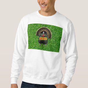 SlipperyJoe's stolzer Truthahn isst Schinken, rote Sweatshirt