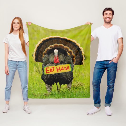 SlipperyJoe's stolzer Truthahn isst Schinken roter Fleecedecke (Beispiel)