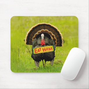 SlipperyJoe's stolzer Truthahn isst Schinken roter Mousepad