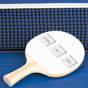 SlipperyJoe's STRG ALT ENTF-Taste drei weiße Com Tischtennis Schläger