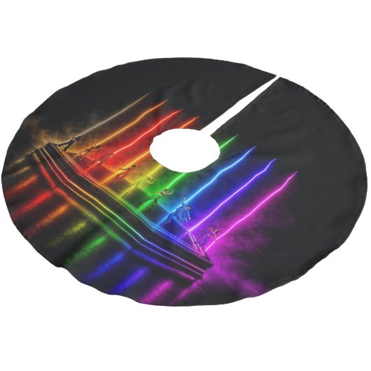 SlipperyJoe's Tanzperformance zum Pride-Jubiläum Polyester Weihnachtsbaumdecke (Schrägansicht)