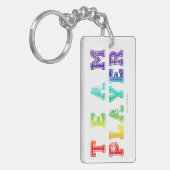 SlipperyJoe's Team Player-Wörter Farbverlauf Regen Schlüsselanhänger (Vorderseite links)