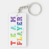 SlipperyJoe's Team Player-Wörter Farbverlauf Regen Schlüsselanhänger (Rückseite)