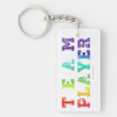 SlipperyJoe's Team Player-Wörter Farbverlauf Regen Schlüsselanhänger (Vorderseite)