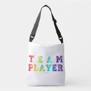 SlipperyJoe's Team Player-Wörter Farbverlauf Regen Tragetaschen Mit Langen Trägern