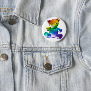 SlipperyJoe's Teddybär aus gebürstetem Metall, gla Button