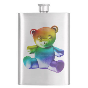 SlipperyJoe's Teddybär aus gebürstetem Metall, san Flachmann