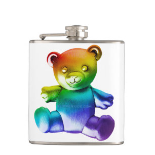 SlipperyJoe's Teddybär aus gebürstetem Metall, san Flachmann