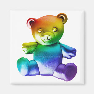 SlipperyJoe's Teddybär aus gebürstetem Metall, san Magnet