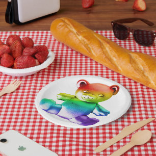 SlipperyJoe's Teddybär aus gebürstetem Metall, san Pappteller