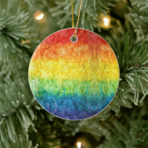 SlipperyJoe's tie-dyed Flagge Regenbogen in etwas Keramik Ornament