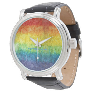 SlipperyJoes tie-gefärbte Flagge Regenbogen in etw Armbanduhr