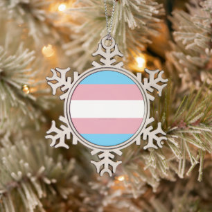 SlipperyJoe's Transgender-Stolzflagge Sichtbarkeit Schneeflocken Zinn-Ornament
