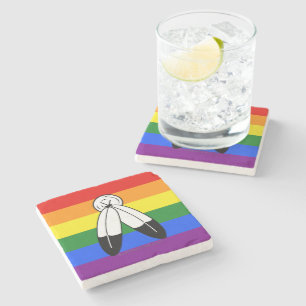 SlipperyJoe's Two-Spirit-Stolzflagge Indigene Symb Steinuntersetzer