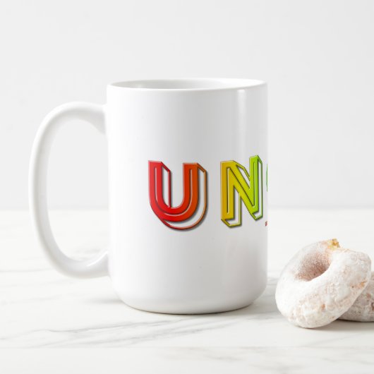 SlipperyJoe's unausgegorene, lebendige Regenbogenf Kaffeetasse (Mit Donut)