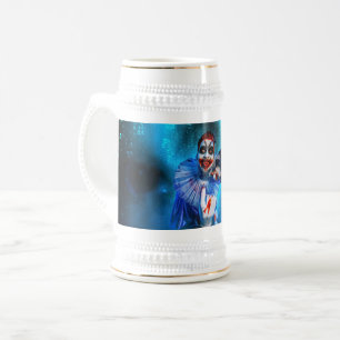 SlipperyJoe's unheimliche Halloween-Clown-Figur ve Bierglas