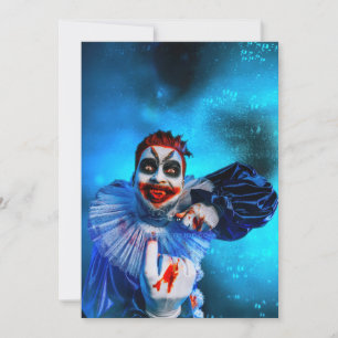 SlipperyJoe's unheimliche Halloween-Clown-Figur ve Feiertagskarte