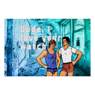 SlipperyJoe's Unterwäsche zwei Männer Cartoon verl Poster