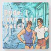 SlipperyJoe's Unterwäsche zwei Männer Cartoon verl Steinuntersetzer (Vorderseite)