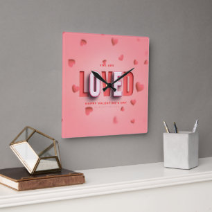 SlipperyJoe's Valentinstag-Geschenke romantischer  Quadratische Wanduhr