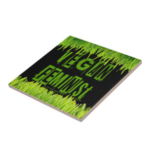 SlipperyJoe's Veganer feministischer Gräser-Wortbl Fliese