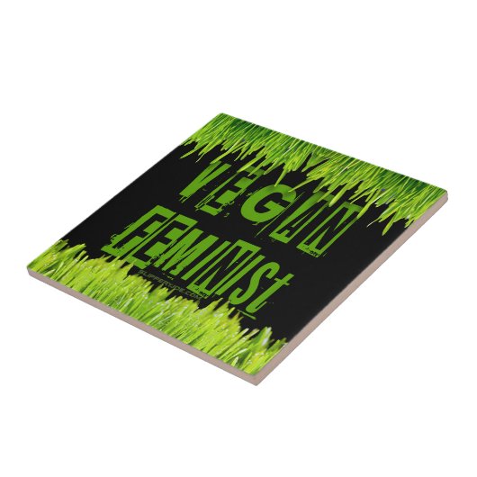 SlipperyJoe's Veganer feministischer Gräser-Wortbl Fliese (Seite)